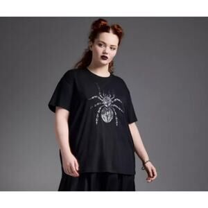 Nightfall Tarantula Spider Oversized Jersey Tee Plus Size 3X  Black Goth